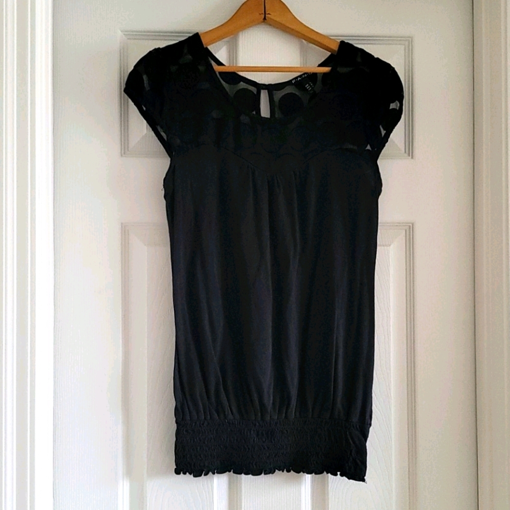 Black Top with Mesh Shoulders